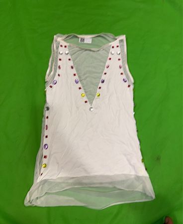 Vintage Vanguard Weiß Transparente Verzierte Bluse