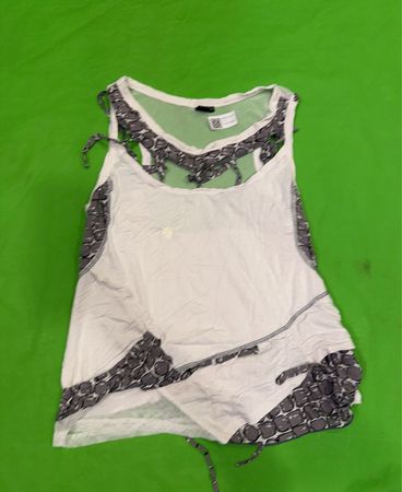 Fille des Sables Weißes Tanktop mit gemustertem Saum