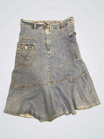 Denimrock mit Rüsche am Saum