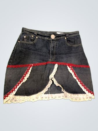BENOTTI Damen Denim Minirock mit Spitzenbesatz