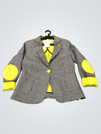 Hahnentritt-Blazer mit geliner Futter und Ellenbogenpatches