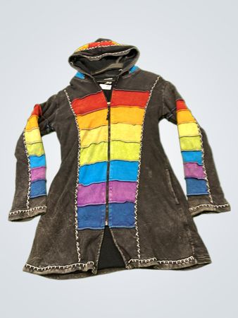 Rainbow Patchwork Zip-Up Hoodie