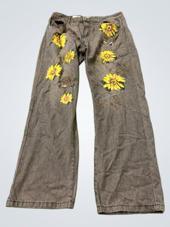 MISSLOOK Weite Jeans mit Sonnenblumenmuster