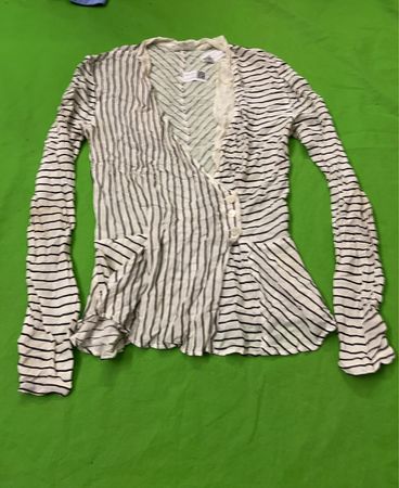 Vintage Vanguard Gestreifte Peplum-Bluse