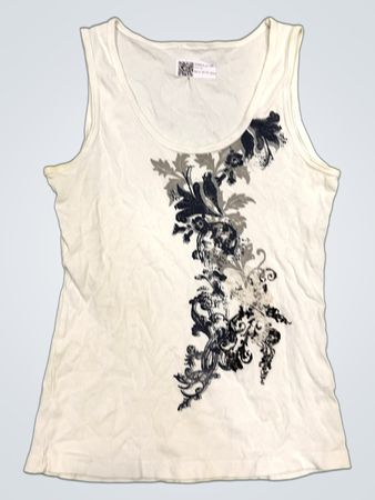 Weißes Tanktop mit floralem Design