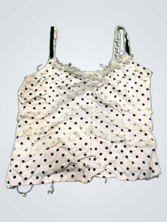 Weiße Polka-Dot-Camisole mit Spitzenbesatz