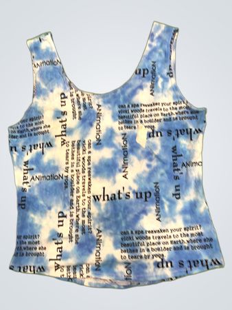 Blaues Batik "What's Up" Tanktop