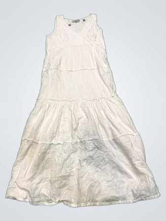 Jacqueline Riu Weißes Gestuftes Maxikleid
