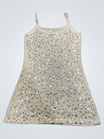 Weißes Pailletten-Spaghetti-Trägerkleid