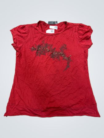 MGXX Rotes Kurzarm Grafik T-Shirt