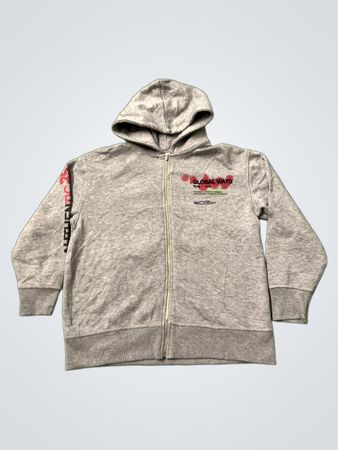 Zara Grauer Reißverschluss-Hoodie mit Grafikdruck