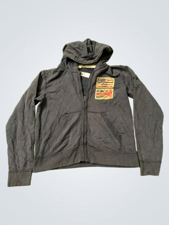 Tape a l'oeil Blauer Zip-Up Hoodie mit Flaggenaufnähern