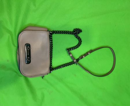 Coach Beige Leather Chain Shoulder Bag