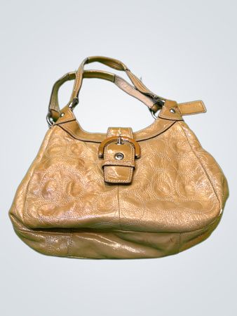 Coach Brown Leather Embossed Shoulder Bag