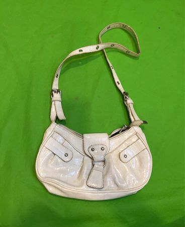 White Crocodile Embossed Shoulder Bag