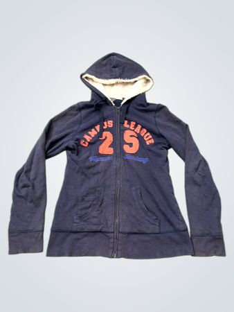 K woman marineblauer Reißverschluss-Hoodie mit "CAMPUS LEAGUE 25" Grafik