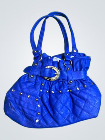 Blaue gepolsterte Handtasche mit goldener Schnalle