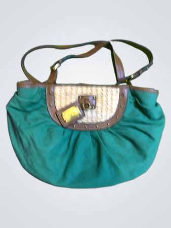 Nine West grüne Canvas-Handtasche