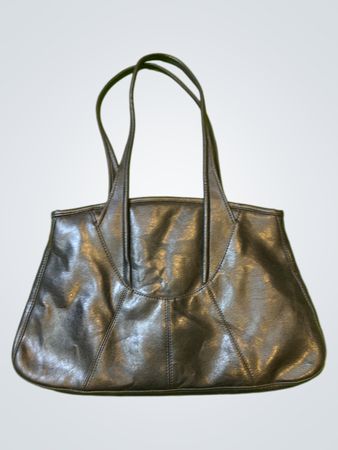 Schwarze Lederhandtasche