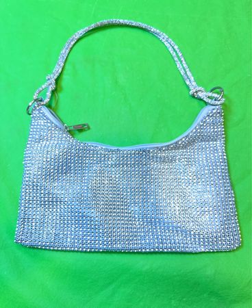 Silberne Strass-Schultertasche
