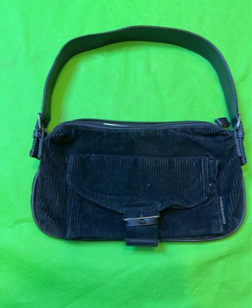 Schwarze Corduroy Umhängetasche
