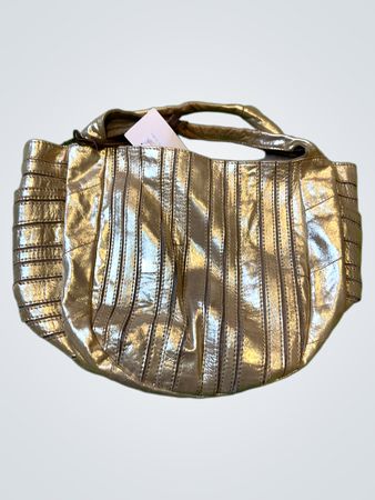 Trideep Gold Pleated Handbag