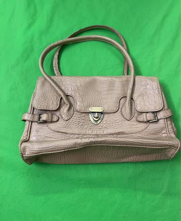 Beige Krokodilpräge-Handtasche