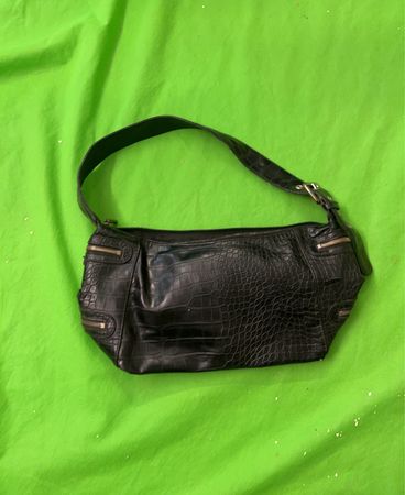 Schwarze Krokodilleder-Prägung Schultertasche