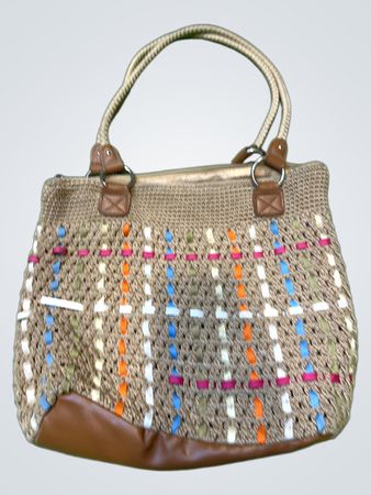 Woven Tote Bag with Colorful Accents