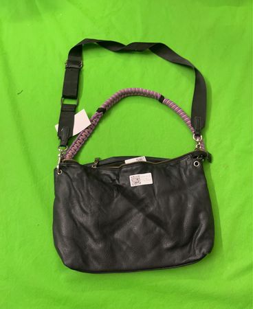 Schwarze Leder Schultertasche
