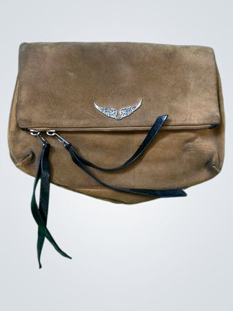 Zadig & Voltaire Braune Wildleder Clutch mit Flügeln