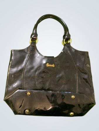 Harrods Black Patent Bow Tote Bag