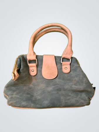 Blaue und tanfarbene Handtasche