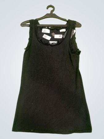 THE BASICS Damen Schwarzes Tanktop mit Spitzenbesatz