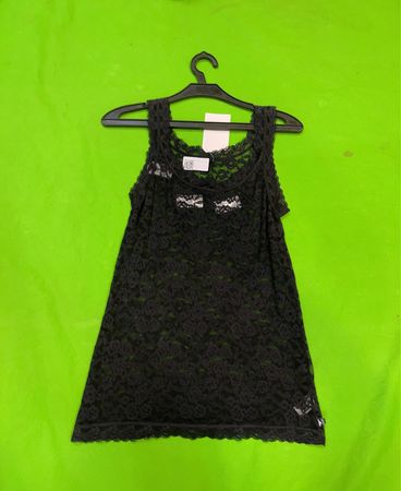 Schwarzes Spitzen-Tanktop