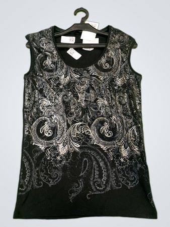 MARGITTEB Schwarzes ärmelloses Top mit Paisleydruck