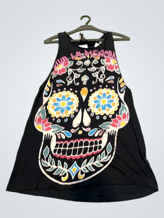 Atmosphere Black Graphic Skull Tank Top
