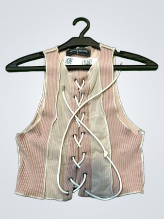 MANIERE DE VOIR Ribbed Lace Up Vest
