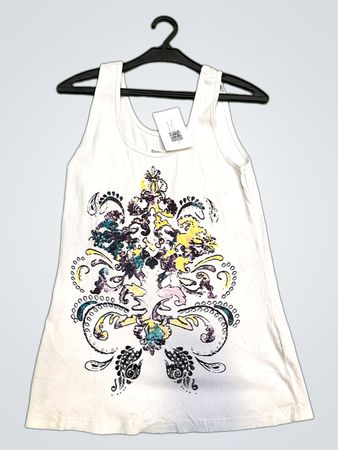 Weißes Tanktop mit floralem Design