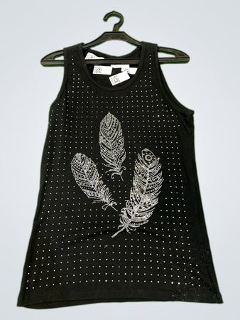 Schwarzes Tanktop mit Feder-Logo