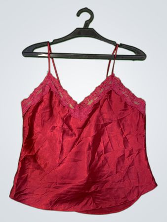Vintage Vanguard Roter Spitzenbesatz Cami Top