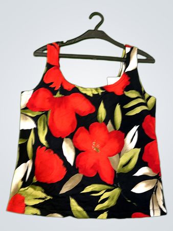 Schwarzes Tanktop mit floralem Muster