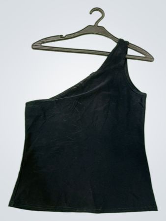 Schwarzes Ein-Schulter-Oberteil
