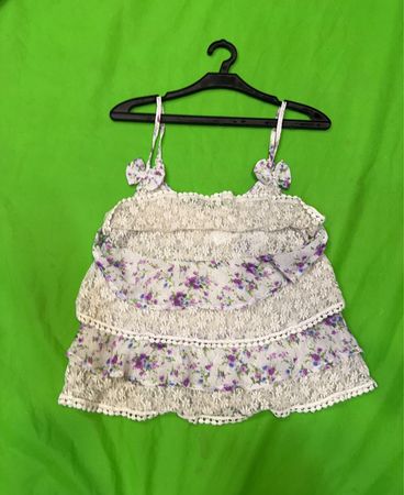 Lily White Damen Blumen Spitzen Stufen Tanktop