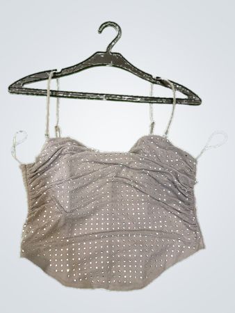 AMISU Strass gerafftes Top