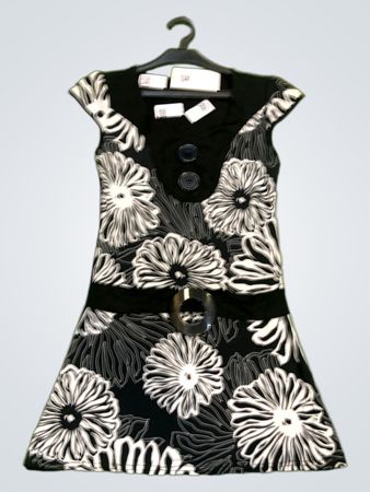 Vintage Vanguard Schwarz-Weiß Blumenkleid
