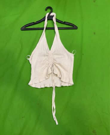 Stradivarius Cream Ruched Halter Top