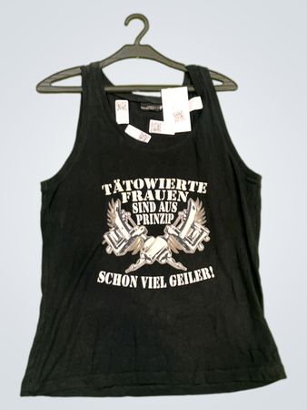 James & Nicholson Schwarzes Tanktop mit deutscher Textgrafik