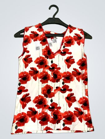 Vintage Vanguard Stock Ärmelloses Top mit roten Mohnblumen