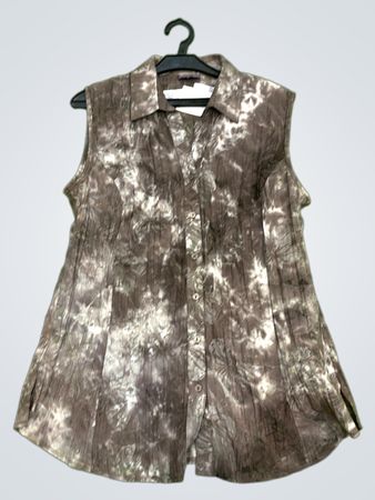 DESIGNER | S Ärmellose braune Batikbluse